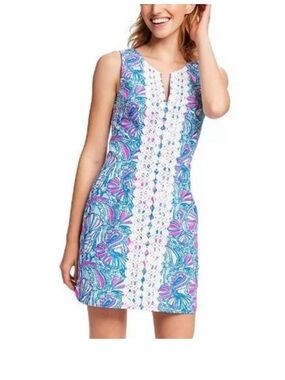 Lilly Pulitzer for Target Blue & Pink Floral Lace-Front Shift Dress